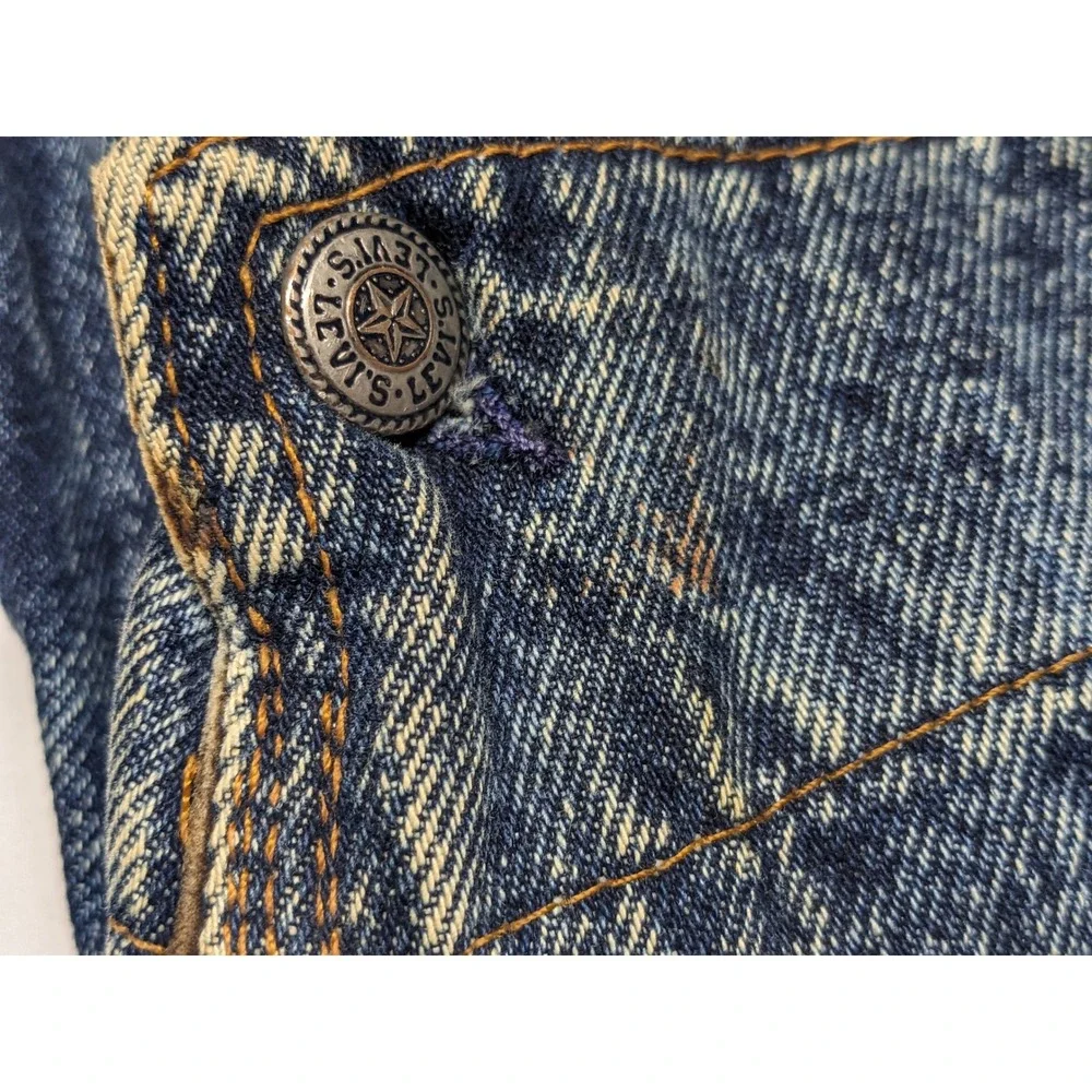 Vintage Levis Acid Wash Denim Trucker Jacket Corduroy Collar USA XL 75073-0227 - Picture 13 of 16
